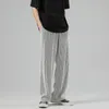 Men's Pants Legible Ice Silk Pant Men Full Length Wide Leg Male Casual Elastic Waist Loose Trousers Man