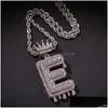 Pendentif Colliers Az Nom Personnalisé Lettres À Bulles Hommes Mode Hip Hop Bijoux Glacé Or Sier Couronne Lettre Initiale Collier Goutte D Dh8G9