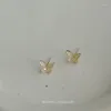 Серьги -грибы Itsmos S925 Серебряные стереоскопические шпильки бабочек 14 тыс. Золота с золоты