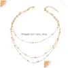 Pendant Necklaces New Mtilayer Choker Necklace For Women Layers Smiple Gold Sie Small Beads Charm Pendants Chain Fashion Jewelry Gif Dhk6D