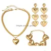 Boucles d'oreilles Collier Ensemble Coeur Forme Bracelet Bijoux Accessoires Pendentif Léger Pour Fille Drop Delivery Sets Dhgarden Dhhjn