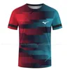 T-shirts masculina Mesa de seca rápida Roupas de tênis T-shirt homens com impressão de uniformes de badminton