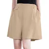 Shorts actifs été couleur unie décontracté pantalons à jambes larges grande taille mode femmes longues pour la cire