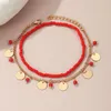 Bracelets de cheville 2023 été bohême cheville rose rouge perlé chaîne métal Sequin pendentif pour femmes plage pied bijoux breloque cheville