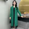 Kvinnors blusar Spring Summer Long Chiffon Lace Jacquard Cardigan Women Tops Elegant 2023 Thin Solid Color Women's