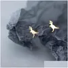 Stud Earrings Mloveacc 925 Real Sterling Sier Cute Tiny Dinosaur Gift For Women Girl Fine Jewelry Drop Delivery Dhgarden Dhgbw