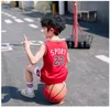 Yaz Yeni 2pcs Giyim Seti Toddler Boy Kızlar Spor Formaları Giysileri Büyük Çocuk Basketbol Üniforması Büyük Boy Bebek Çocuk Kızlar Ucuz Set