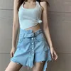 Jeans femme 2023 haute qualité trou Denim Shorts femmes été taille jupes Slim bleu court Vintage Feminino