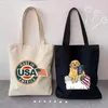 Kvällspåsar vintage fred USA American Flag America Love Heart 4 juli Patriotiska kvinnor shopping handväska axel shoppare duk tote