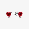 Red Heart Stud Earrings for Pandora 925 Sterling Silver Wedding Jewelry designer Earring Set For Women Girlfriend Gift Crystal diamond earring with Original Box