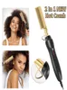 Curling Irons 2 in 1 Comb Hair Curler Flat Iron Straightener Wigs Straightening Brush Crimper Wet Dry Electric Heating Styler Tools 230520