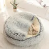 Lits pour chat et chien lit rond 2 en 1 coussin chaud en peluche sac de couchage nid d'animal de compagnie canapé d'hiver 2023