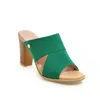 Tofflor Ymechic 2023 Fashion Blue Green Black Pink Peep Toe Gladiator glider Kvinnor blockerar höga häl damskor sommar kvinnor