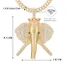 Necklaces Gold Color Iced Out Elephant Pendant Necklace Miami Cuban Chain For Men Punk Animal Big Pendant Necklace Hip Hop Jewelry Gift