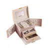 Caixas 2022 novo luxo threetier caixa de jóias de armazenamento com espelho portátil caixa de armazenamento de fio de seda brincos anel caixa de jóias