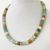 Kettingen Zeldzame Multi Color 6*8MM Natuurlijke Jade Stenen Ketting Vintage Sieraden Edele Elegante Prachtige Kralenketting Choker Collier