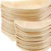 Servis uppsättningar 100 st sushi Tray Wood Snack Plate Display Plates Charcuterie Cones Dog Wood Disposable Servering Bowl