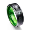 Rings 8mm Tungsten Wedding Rings for Men Women Celtic Dragon Green Carbon Fiber Promise Engagement Bands With Cubic Zirconia Inlay
