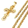 Colliers homme couleur or acier inoxydable chaîne byzantine croix pendentif collier bijoux Collares de moda pour hommes forts collier orthodoxe