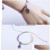 Bedelarmbanden creatieve Turkse blauwe ogen voor vrouwen handgemaakte colorf touw fatima hand palmarmband sieraden drop levering dhyde