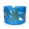 Bangles New Fashion Acrylic Tortoise Shell Cuff Bracelet Bangles With Flower Tribals Carved Styles Hawaiian Samoan Pacific Styles