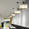 Lampes suspendues Creative LED Crystal Light Restaurant Décoration de la maison moderne Îlot de cuisine Luxe Or / Noir