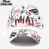 Ball Caps Men Hip Hop Cap Graffiti Print Japanese Style Harajuku Streetwear Baseball Caps Snapback Dad Caps Women Fitted Hat Black White J230520