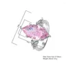 Klusterringar 925 Sterling Silver Luxury 9 18mm Marquise Cut High Carbon Diamond Ring mycket blank simulering rosa