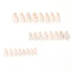Falska naglar klart rosa långt falskt med silverstjärna tryckt varaktigt säkert material vattentätt för tjejklänning