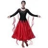 Stage Wear Ballroom Dress Standard Dance Competition Robes Enfants Femmes Festival Vêtements Rouge