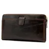 Wallets Cowhide Genuine Leather Mens Wallet Business Black Brown Zipper Hand Holding Mobile Phone Bag Change Storage