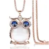 Pendant Necklaces Vintage Charm Owl Necklace Women Rhinestone Crystal Long Sweater Chain Choker Explosive Jewelry For Clothing Drop Dhszb