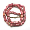 Collane Nepal Mano arcaica Collana di perline di murano Collana di perline di zafferano Perline di commercio anticate Cilindro Filo TSB0012