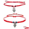 Handgemachte verstellbare rote Seil-Charm-Armreifen, Glücksauge, türkisches geflochtenes böses blaues Augen-Armband für Damen und Herren, modische Armbänder