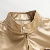 Herrenjacken Shiny Gold Metallic Jacke Männer 2023 Marke Stehkragen Reißverschluss Baseball Bomber Disco Weihnachtsfeier Varsity