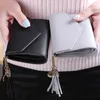 Plånböcker kvinnors tofs plånbok mode kort mynt handväska pu läder pengar väska damer kassakort hållare kvinnlig snap liten minikoppling