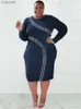 Casual Dresses Chic and Elegant Dress Plus Size Women Autumn Long Sleeve Midi Dress Slinky Cut Out Knit Dress Wholesale Bulk Dropshipping L230520