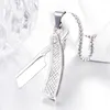Chains Stainless Steel Razor Knife Men Pendant Necklace Jewelry Barber Gift For Him With Chain