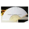 Ventilateurs Parasols Papier Main Blanc Chinois Fan Mariage Accessoires De Danse De Mariée 21Cm Décorations Pour La Maison Bois Creux Tenant Wfs006 Drop Dhwl1