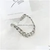 Chain European and American Trendy Men Women Titanium Steel Hollow Bracelet Sliver Color Punk Curb Cuban Link Bracelets on the Hand Dh6s1