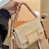 Baguette Handbag Raffia Straw Bag Weave Crossbody Bags Luxury Women Flap Wallet Two Genuine leather Shoulders Strap Interior Zipper Pocket Middle Ancient Letter
