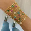 Armband 2022 Spring New Fashion Women Girl Jewely Gold Color Paper Clip Chain With Rainbow Colorful Flower Charm Armband