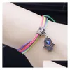 Bedelarmbanden creatieve Turkse blauwe ogen voor vrouwen handgemaakte colorf touw fatima hand palmarmband sieraden drop levering dhyde