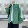 Heren Jackets Rapel Green Denim Jacket Baggy Casual Trend Street Hip Hop Oversized Loose Outwear Streetwear Jean Coat A30Men's