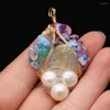 Pendant Necklaces Natual Freshwater Pearl Beads Irregural Colors Wrapped For Making DIY Necklace Gift Size 35x55mm