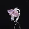 Klusterringar 925 Sterling Silver Luxury 9 18mm Marquise Cut High Carbon Diamond Ring mycket blank simulering rosa
