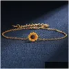 Altri set di gioielli Moda girasole per le donne Ciondolo creativo Collana Orecchini Bracciale Anello Party Drop Delivery Dhvn8