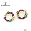 Dangle Chandelier New 도착 Boho Fashion Crystal Statement Hoop Earring For Women Colorf Big Circle Shine Diamond Earrings Weddi Dhlrq