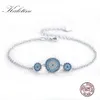 Armreifen Kaletine Frauen böse Augenarmband echte 925 Sterling Silber Männer Schmuck Luxus runde blaue Augen CZ Three Stones Tennisarmband