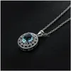 Pendanthalsband 2021 Est Ankomst Blue Crystal Glass Round Gemstone Necklace For Women Sier Sier Rostfritt Steel Chain Fashion Wedding J Dhypo